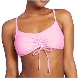 NEW Wild Fable Pink Ruched Drawstring Front Bralette Bikini Top S